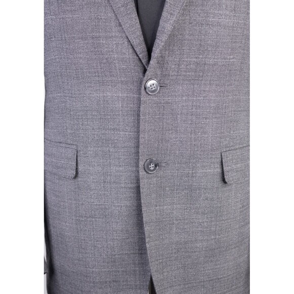 Calvin Klein SLIM Mens 40R Gray Plaid Wool 2-Pcs Suit With Dress Pants 32X27 - Picture 3 of 16